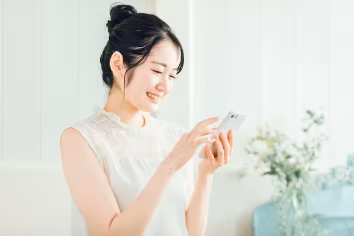 Woman playing with her phone