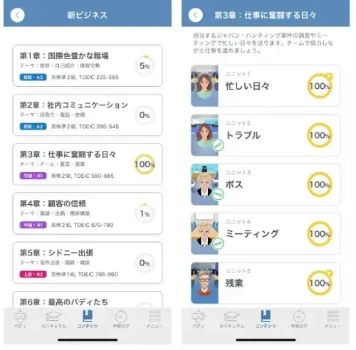 Screenshot showing lesson progress